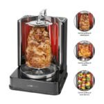 Clatronic® Döner Multigrill | Parfait pour les gyros, kebabs & Co | Gril gyros pour griller sans graisse à la maison | Gril à kebab Incl. tournebroche & 6 brochettes de viande | DVG 3686 – Image 6